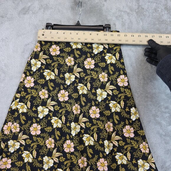 LOFT Skirt Womens 00 Black Floral A Line Knee Length Casual Office Wear - Picture 5 of 7